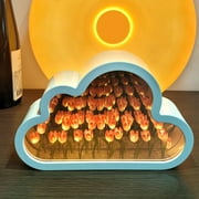HYEASTR Tulip Night Light Cloud Mirror Light Romantic Night Lamp Bedside Table Lamp Bedroom Desktop Handmade Decor Girls Birthday Christmas Gift - Pink